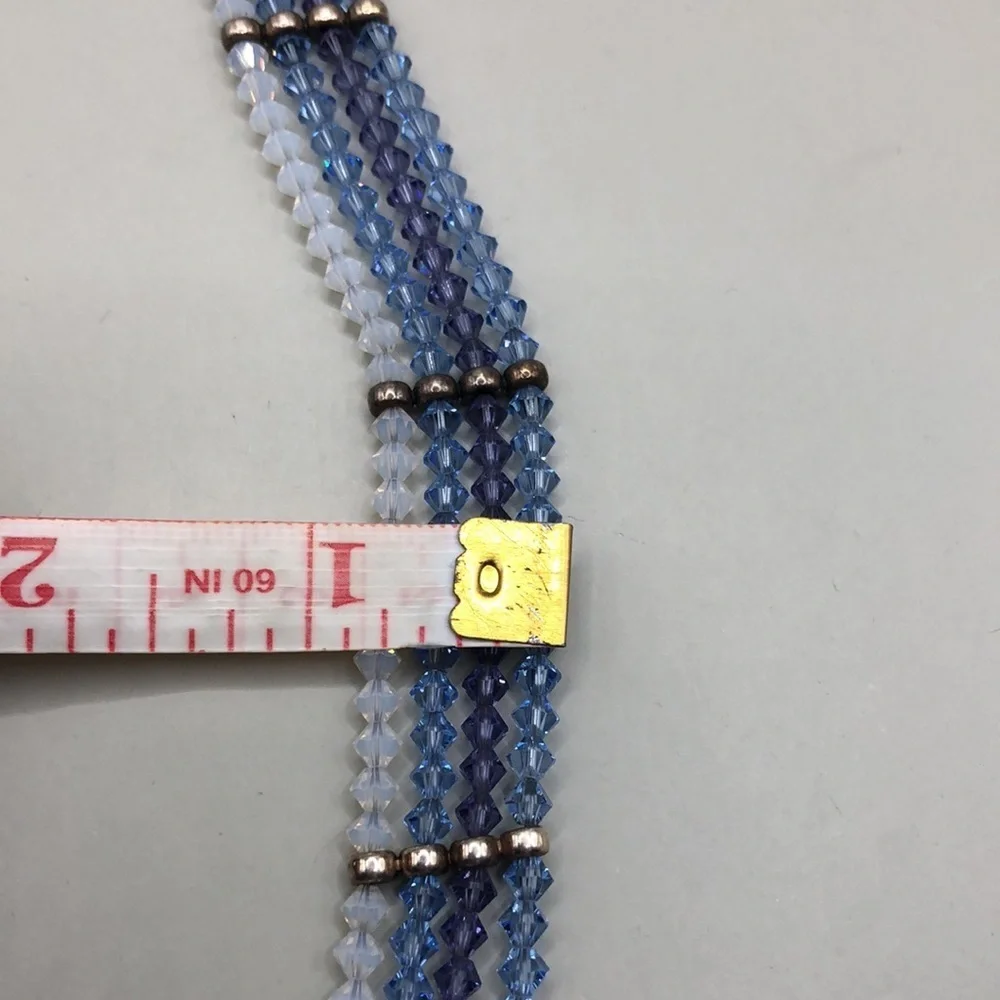 Dazzling shades of blue crystals 4 row bracelet sterling silver 925 dressy